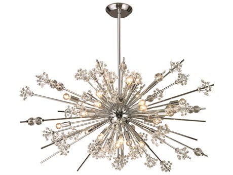 Elk Home Starburst 29-Light Polished Chrome Crystal Candelabra Chandelier