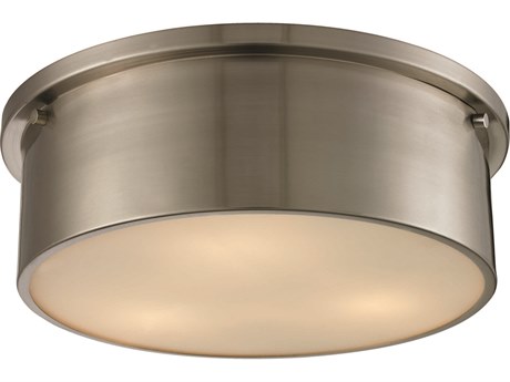 Elk Home Simpson 3-Light Brushed Nickel Glass Drum Flush Mount