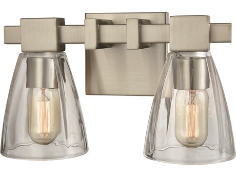 Elk Home Ensley 2-Light Satin Nickel Glass Vanity Light