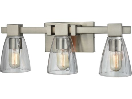 Elk Home Ensley 3-Light Satin Nickel Glass Vanity Light