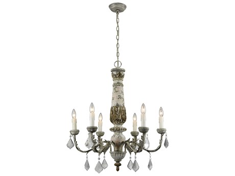 Elk Home Genevieve 6-Light Aged Cream & Iron Off White Candelabra Chandelier