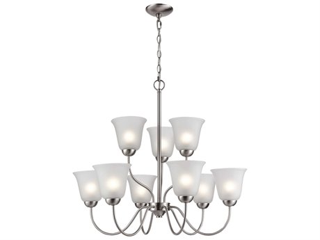 Elk Home Conway 9-Light Brushed Nickel Glass Bell Tiered Chandelier