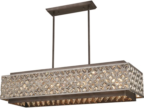 Elk Home Rosslyn 8-Light Weathered Zinc Matte Silver Clear Crystal Island Pendant