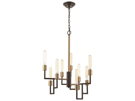 Elk Home Congruency 9-Light Oil Rubbed Bronze Satin Brass Chandelier