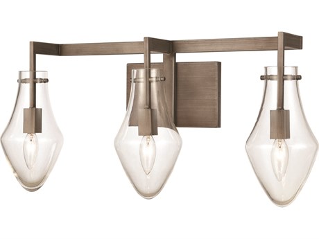 Elk Home Culmination 3-Light Weathered Zinc Brown Glass Vanity Light