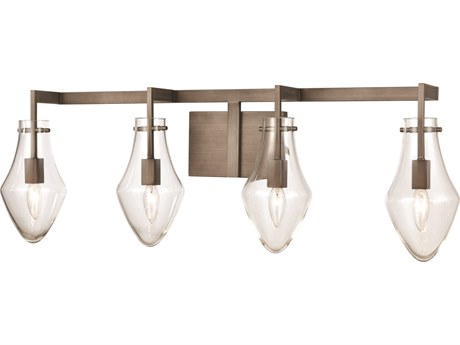 Elk Home Culmination 4-Light Weathered Zinc Brown Glass Vanity Light