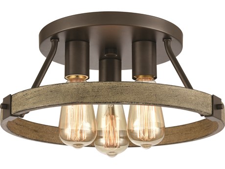 Elk Home Transitions 3-Light Oil Rubbed Bronze Aspen Brown Semi Flush Mount