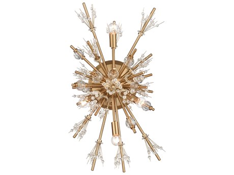 Elk Home Starburst 4-Light Satin Brass Crystal Glass Wall Sconce