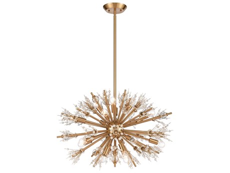Elk Home Starburst 19-Light9-Light Satin Brass Crystal Glass Candelabra Sputnik Chandelier