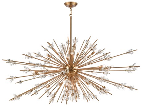 Elk Home Starburst 31-Light Satin Brass Crystal Glass Candelabra Sputnik Chandelier
