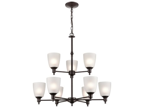 Elk Home Jackson 9-Light Oil Rubbed Bronze Glass Bell Tiered Chandelier