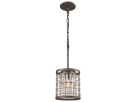Elk Home Nadina 1-Light Silverdust Iron Black Crystal Drum Mini Pendant