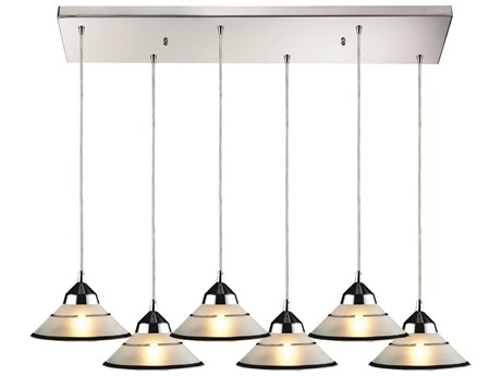 Elk Home Refraction 6-Light Polished Chrome Glass Bowl Island Pendant