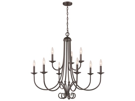 Elk Home Williamsport 9-Light Oil Rubbed Bronze Candelabra Tiered Chandelier