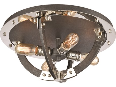 Elk Home Riveted Plate 4-Light Silverdust Iron Polished Nickel Sputnik Flush Mount