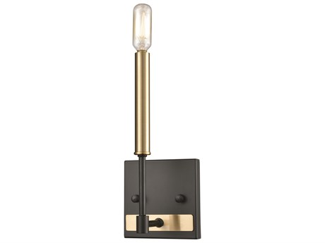 Elk Home Livingston 1-Light Matte Black Satin Brass Wall Sconce