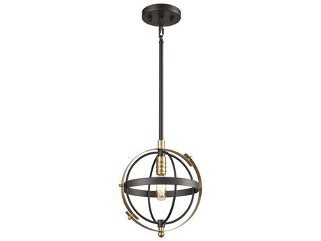 Elk Home Caldwell 1-Light Matte Black Satin Brass Globe Mini Pendant