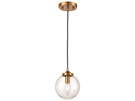 Elk Home Boudreaux 1-Light Matte Black Antique Gold Clear Glass Globe Mini Pendant