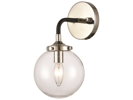 Elk Home Boudreaux 1-Light Matte Black Polished Nickel Clear Glass Wall Sconce