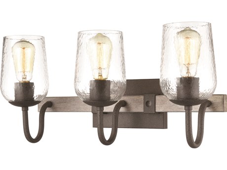 Elk Home Dillon 3-Light Vintage Rust Colonial Maple Clear Glass Vanity Light