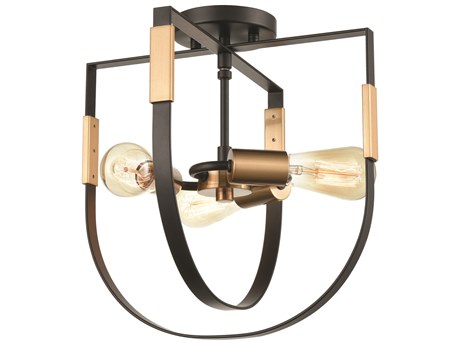 Elk Home Heathrow 3-Light Matte Black Satin Brass Semi Flush Mount