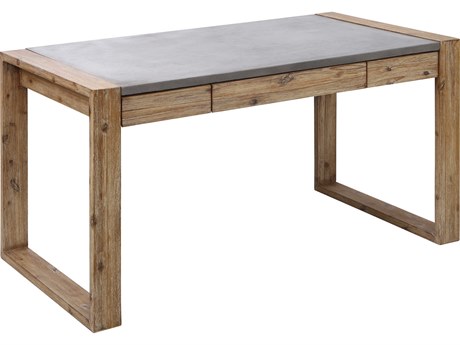 Elk Home Brooklyn Heights Atlantic Brush Polished Concrete Brown Acacia Wood Secretary Desk