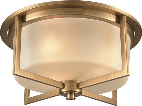 Elk Home Vancourt 3-Light Satin Brass Glass Drum Flush Mount