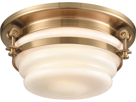 Elk Home Riley 2-Light Satin Brass White Glass Empire Flush Mount