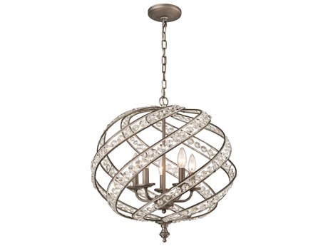 Elk Home Renaissance 5-Light Weathered Zinc Gray Crystal Glass Candelabra Chandelier