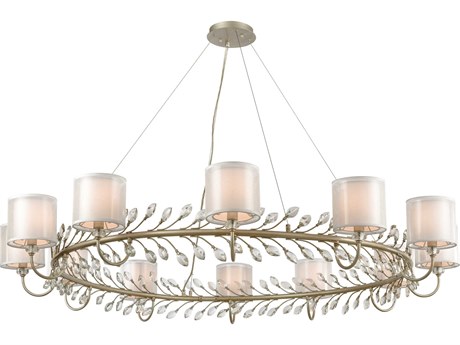 Elk Home Asbury 12-Light Aged Silver Crystal Glass Candelabra Chandelier