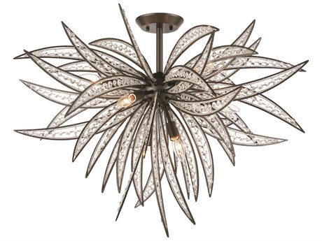 Elk Home Naples 8-Light Dark Graphite Clear Glass Semi Flush Mount