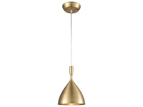 Elk Home Spun Aluminum 1-Light French Brass Bell Mini Pendant