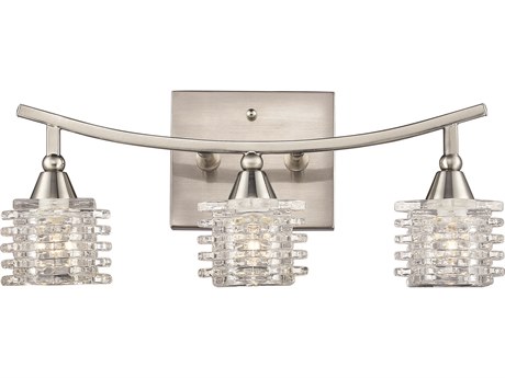 Elk Home Matrix 3-Light Satin Nickel Glass Vanity Light