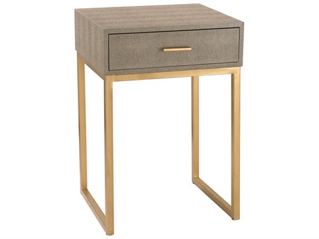 Elk Home Rectangular Gold Grey Shagreen Faux Leather End Table
