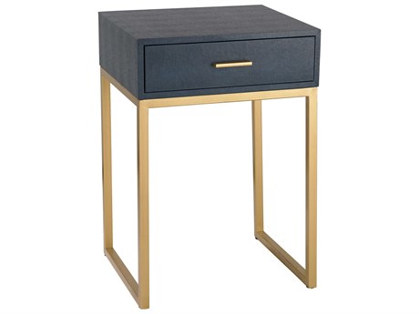 Elk Home Rectangular Gold Navy Shagreen Faux Leather End Table