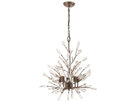 Elk Home Crislett 5-Light Sunglow Bronze Clear Glass Candelabra Chandelier