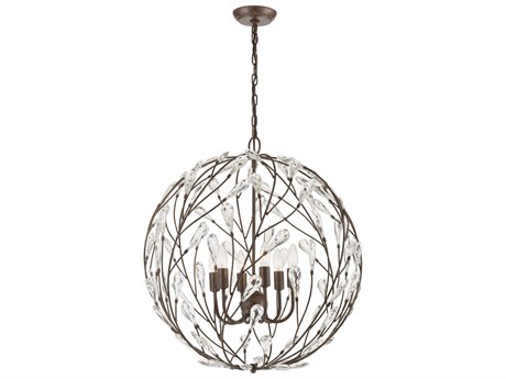 Elk Home Crislett 6-Light Sunglow Bronze Clear Glass Candelabra Chandelier
