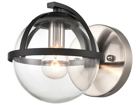 Elk Home 1-Light Satin Nickel Matte Black Glass Wall Sconce