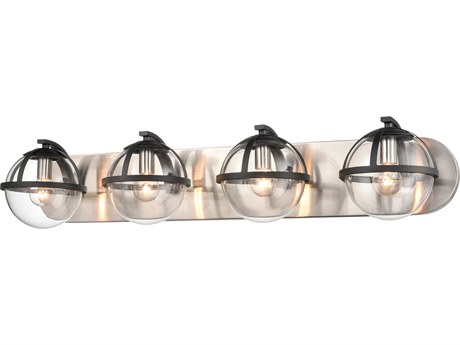 Elk Home 4-Light Satin Nickel Matte Black Glass Vanity Light