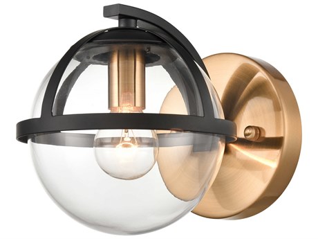 Elk Home 1-Light Satin Brass Matte Black Glass Wall Sconce