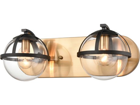 Elk Home 2-Light Satin Brass Matte Black Glass Vanity Light