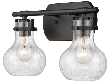 Elk Home Salamanca 2-Light Matte Black Glass Vanity Light