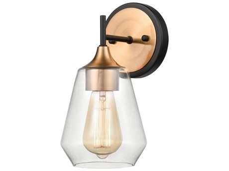 Elk Home 1-Light Satin Brass Matte Black Glass Wall Sconce