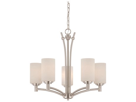 Elk Home Pittman 5-Light Brushed Nickel Glass Cylinder Chandelier