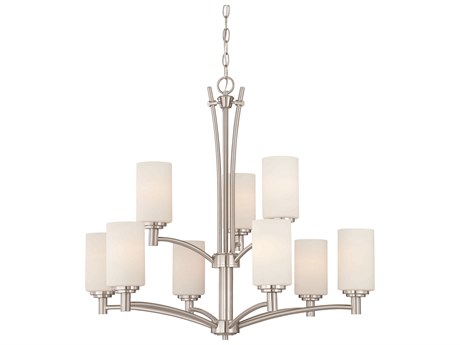 Elk Home Pittman 9-Light Brushed Nickel Glass Cylinder Tiered Chandelier