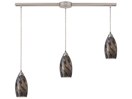 Elk Home Galaxy 3-Light Nickel Glass Island Pendant