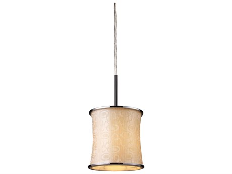 Elk Home Fabrique 1-Light Polished Chrome Brown Drum Mini Pendant