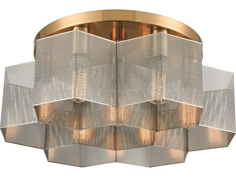 Elk Home Compartir 7-Light Satin Brass Polished Nickel Chrome Semi Flush Mount
