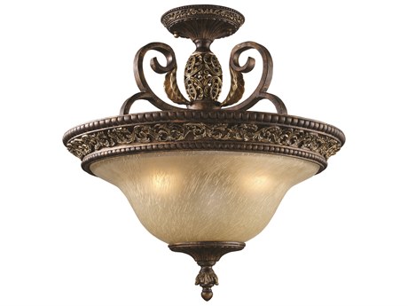 Elk Home Regency 3-Light Burnt Bronze Crystal Bowl Semi Flush Mount