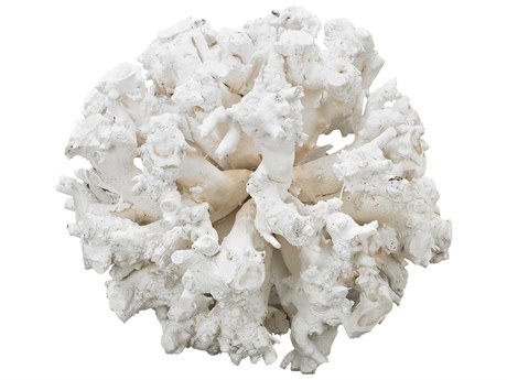 Elk Home Whitefield Wooden Gnarly Sphere White Sculpture
